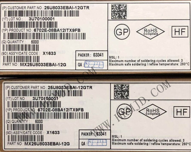 全新原裝 MX25U8033EBAI-12G 8Mb FLASH - NOR 存儲(chǔ)器