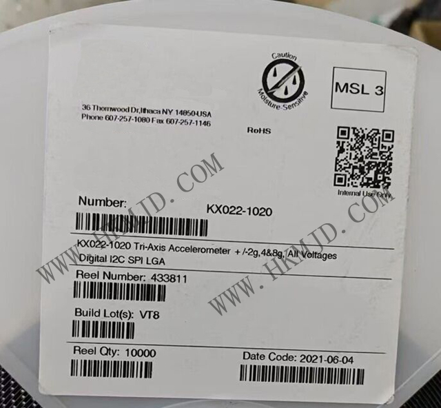 運(yùn)動(dòng)傳感器_KX022-1020_加速計(jì) X，Y，Z 軸 ±2g，4g，8g 0.39Hz ~ 800Hz 12-LGA