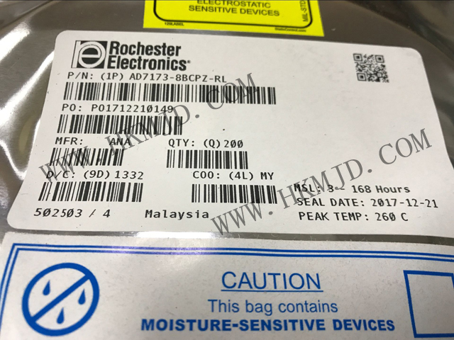 AD7173-8BCPZ：8/16通道、31.25kSPS、24位Σ-Δ型ADC
