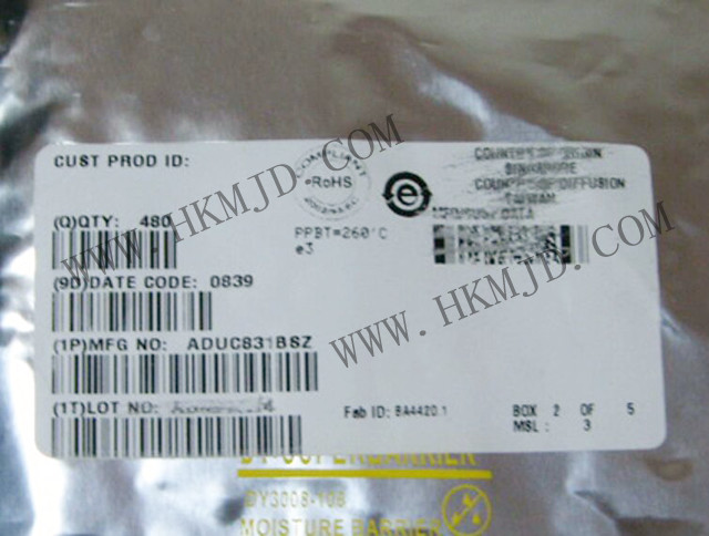 ADUC831BSZ：具有嵌入式62 KB閃存MCU的MicroConverter?、12位ADC和DAC